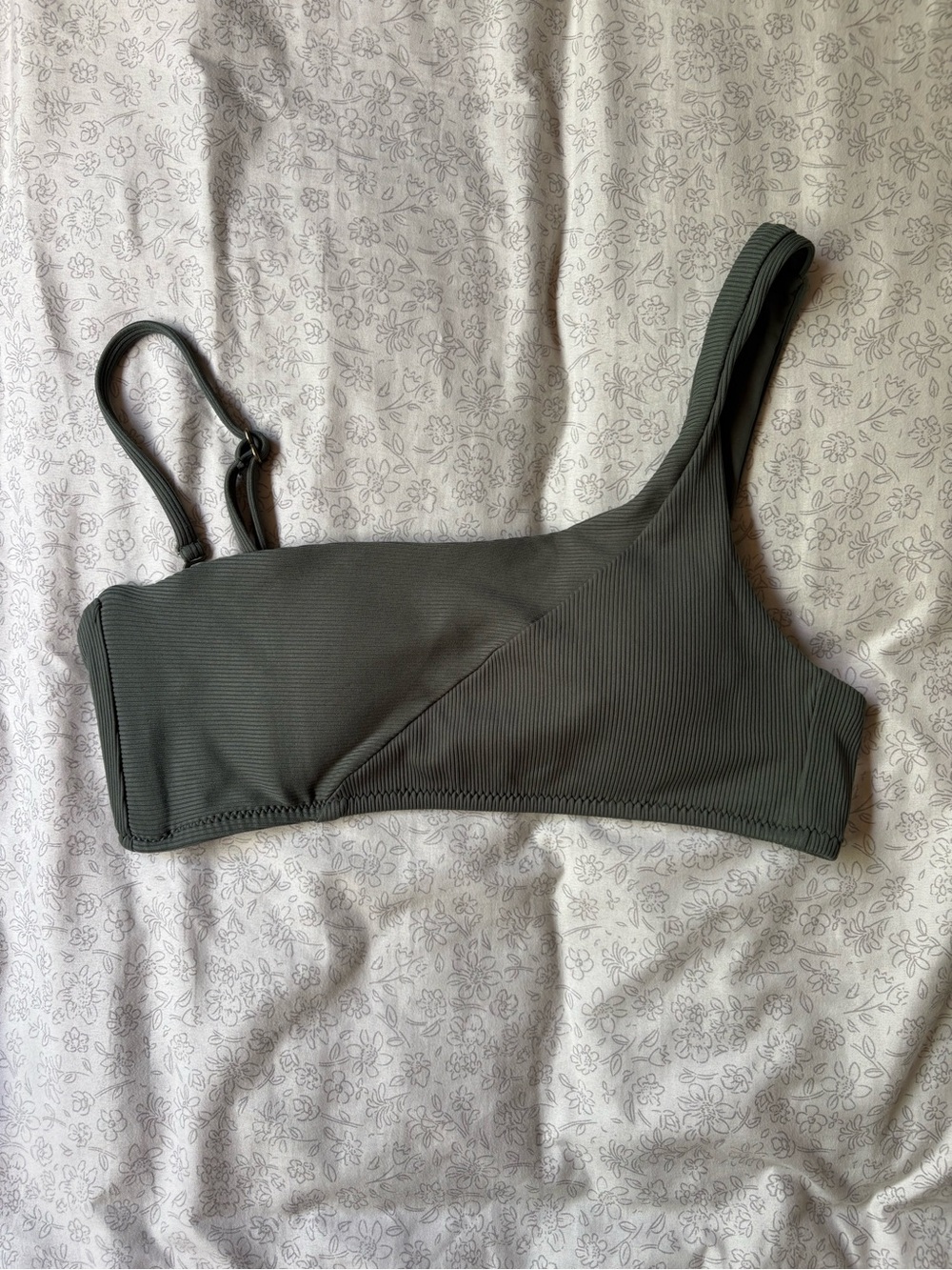 Becca Swim Bikini Top Asymmetrical One Shoulder Strap Forest Green Size Medium